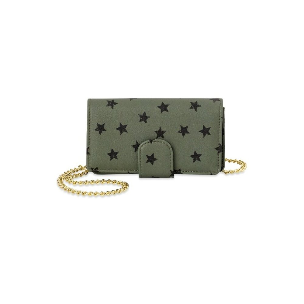 NWT No Boundaries Women’s Faux Green Black Stylish Leather Phone Crossbody‎ Bag